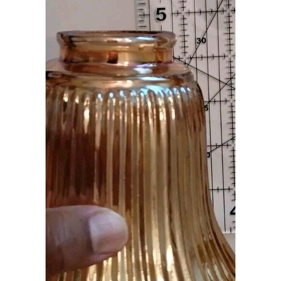Vintage Depression Glass Lamp Shade Ribbed Amber Marigold, Replacement - 1 Piece - Picture 8 of 8